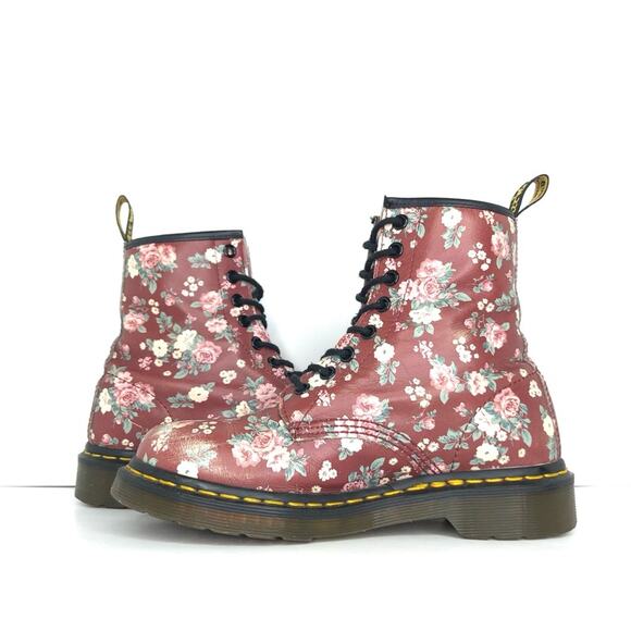 Dr Martens Vintage Rose Burgundy Lace Up Ankle Boots Women’s 6 Shoes - Picture 5 of 13